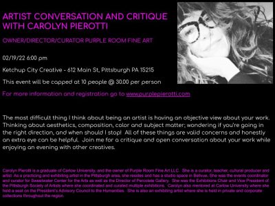 ARTIST CONVERSATION AND CRITIQUE WITH CAROLYN PIEROTTI